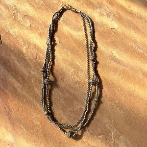 Vintage Indian Silver Tone Multi Strand Necklace Tribal Boho Statement Jewelry